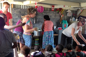 Handing out a meal